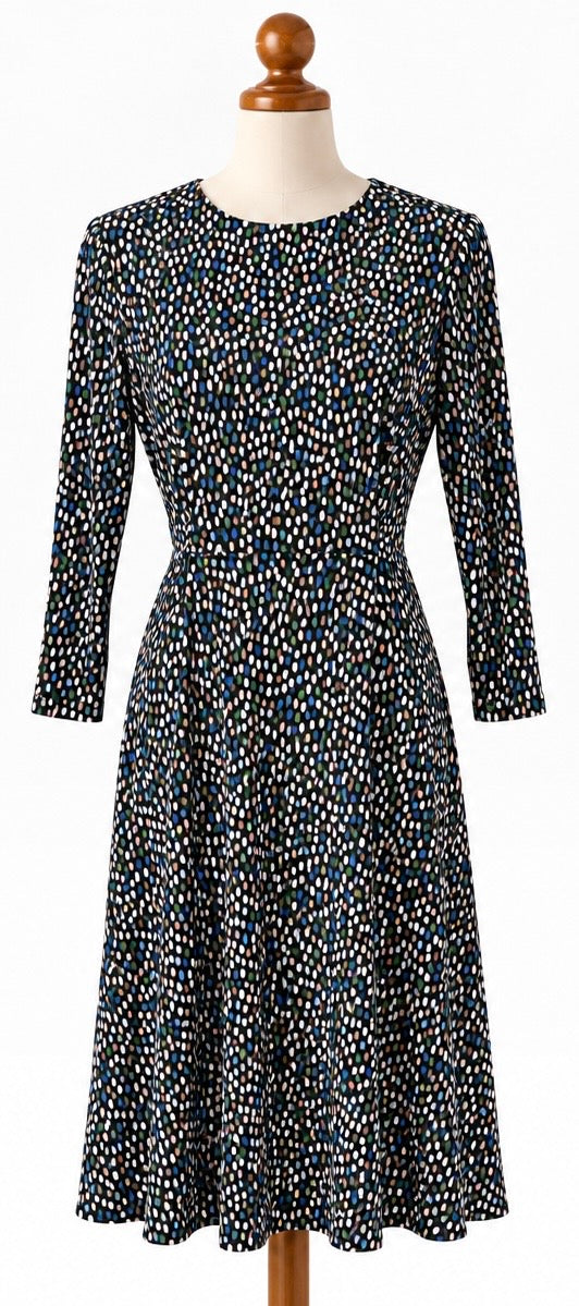 Hobbs London Black Multi-Colour Spot Print Dress | UK 10