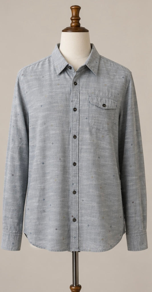 FatFace Men’s Shirt | XXL | Light Grey Micro Print