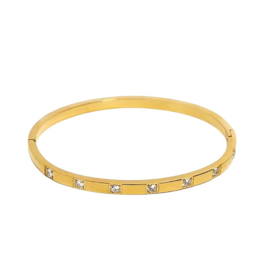 Ella Bianca CZ 18k Gold Plated Clasp Bangle Bracelet