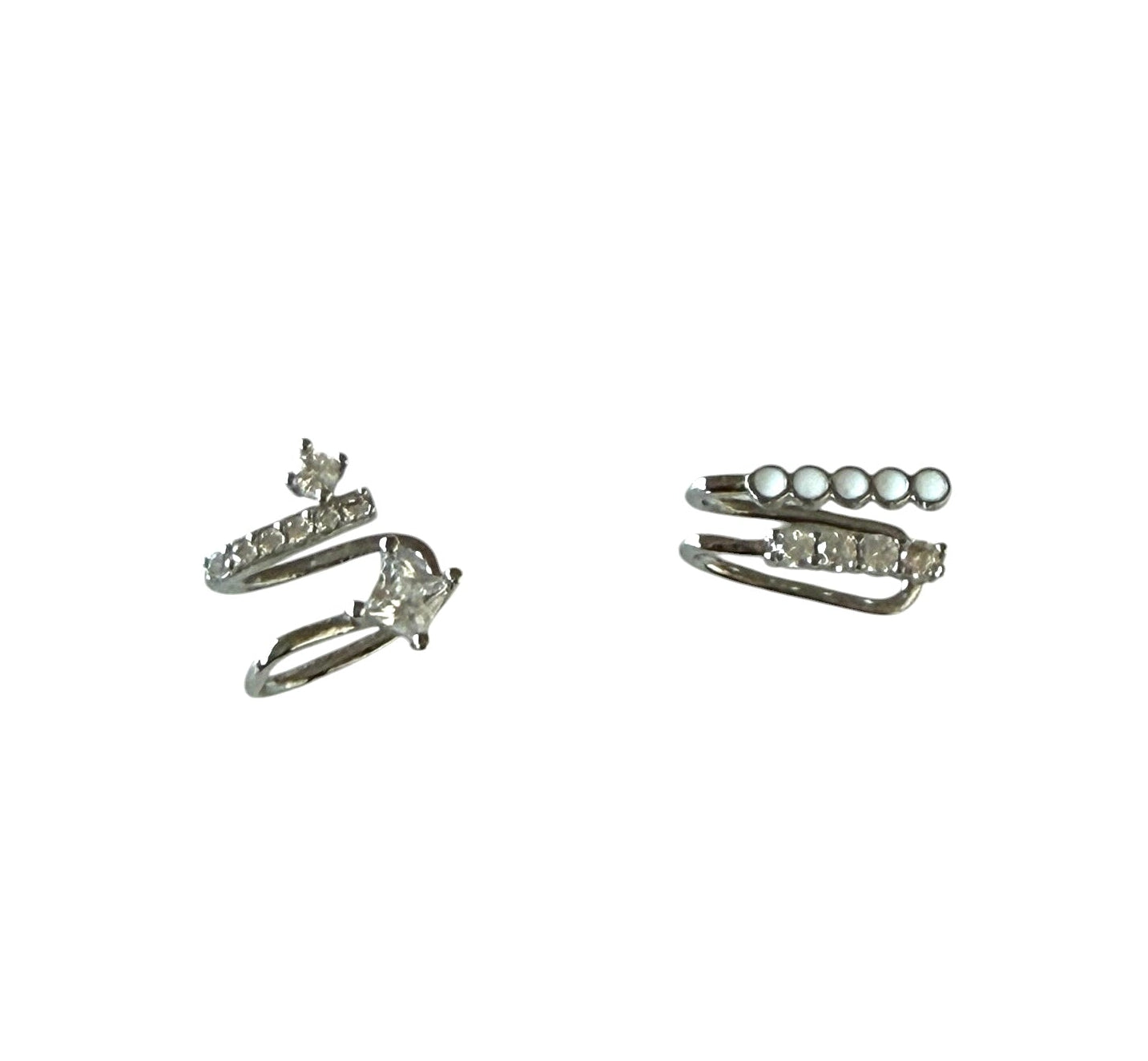 Stainless Steel Adjustable Crystal Ear Cuffs (Set of 2)