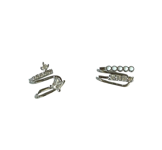 Stainless Steel Adjustable Crystal Ear Cuffs (Set of 2)