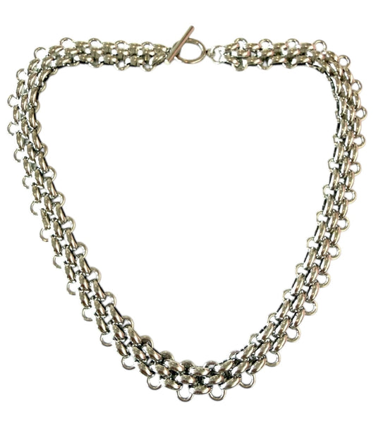 Stainless Steel Flat Link Chain Toggle Necklace