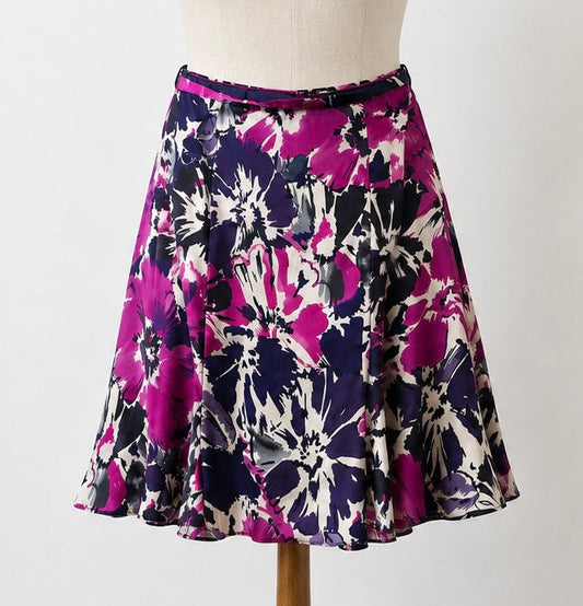Laura Ashley Floral A-Line Skirt | Purple Pink Floral | UK 10
