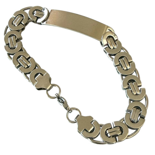 Men’s Stainless Steel Geometrical ID Link Bracelet