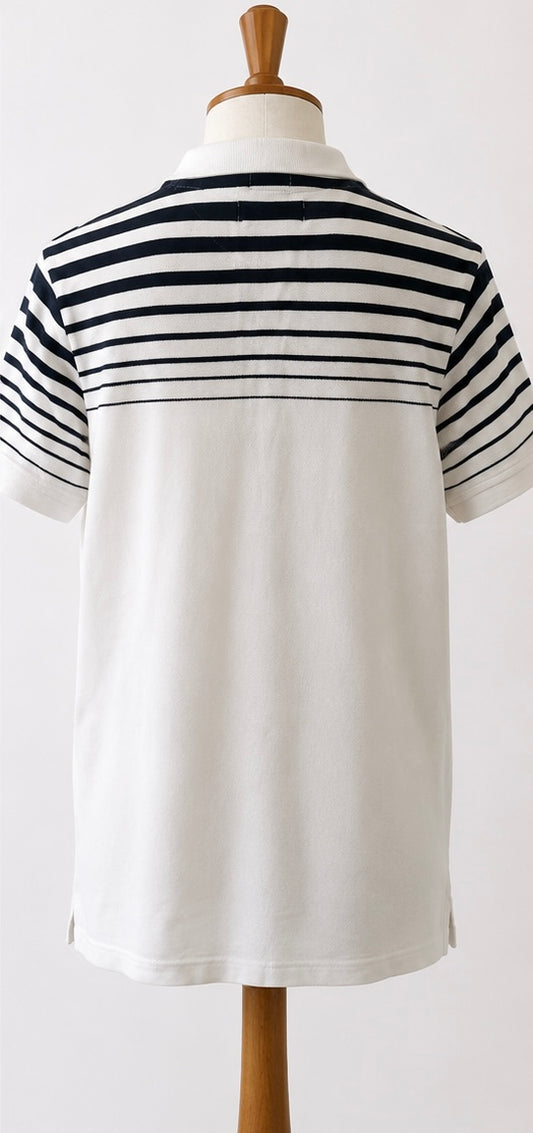 Original Penguin Heritage Slim Fit Polo Shirt | White & Navy Stripe | Size M