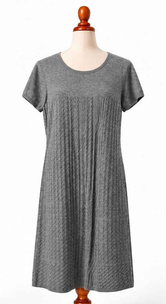 Barbour Strachan Grey Textured Knit Dress | UK 16