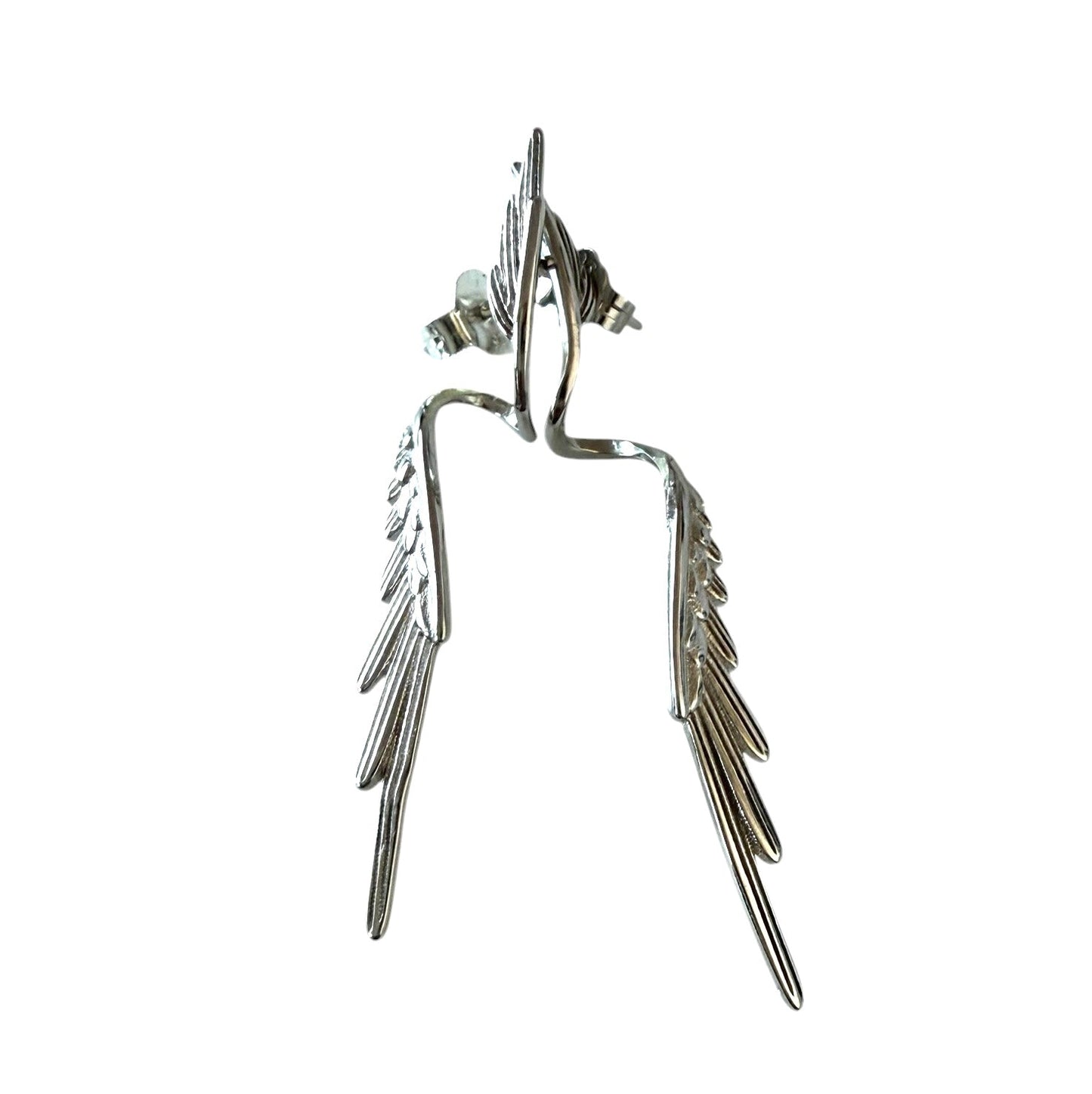 Stainless Steel Silver Wings Earrings
