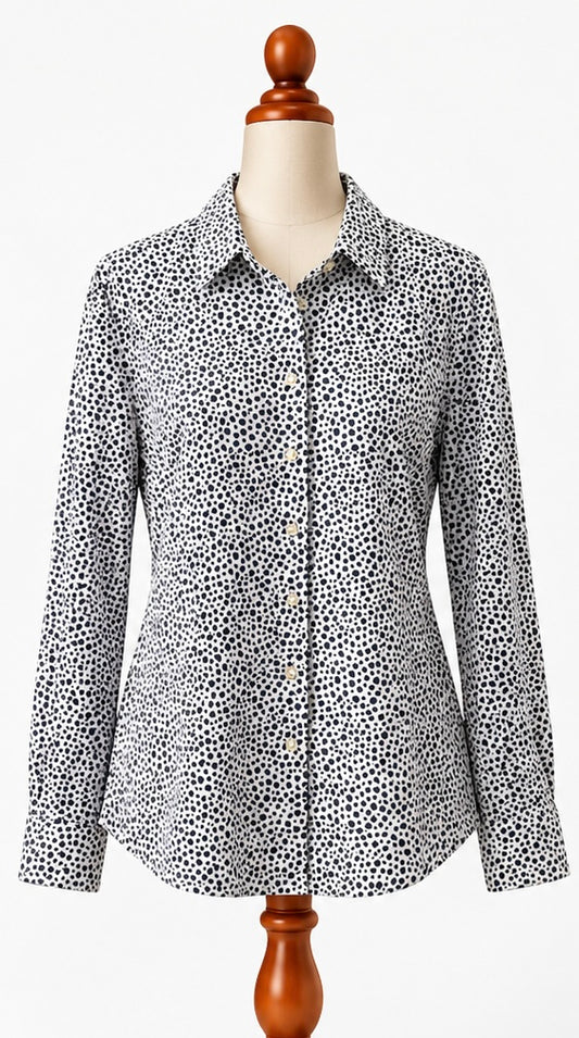 Schöffel Purple Splot Print Cotton-Blend Shirt | UK 18