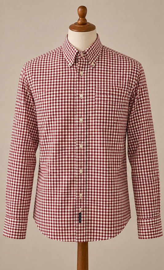 GANT Men’s Red & White Check Cotton Shirt | Size S