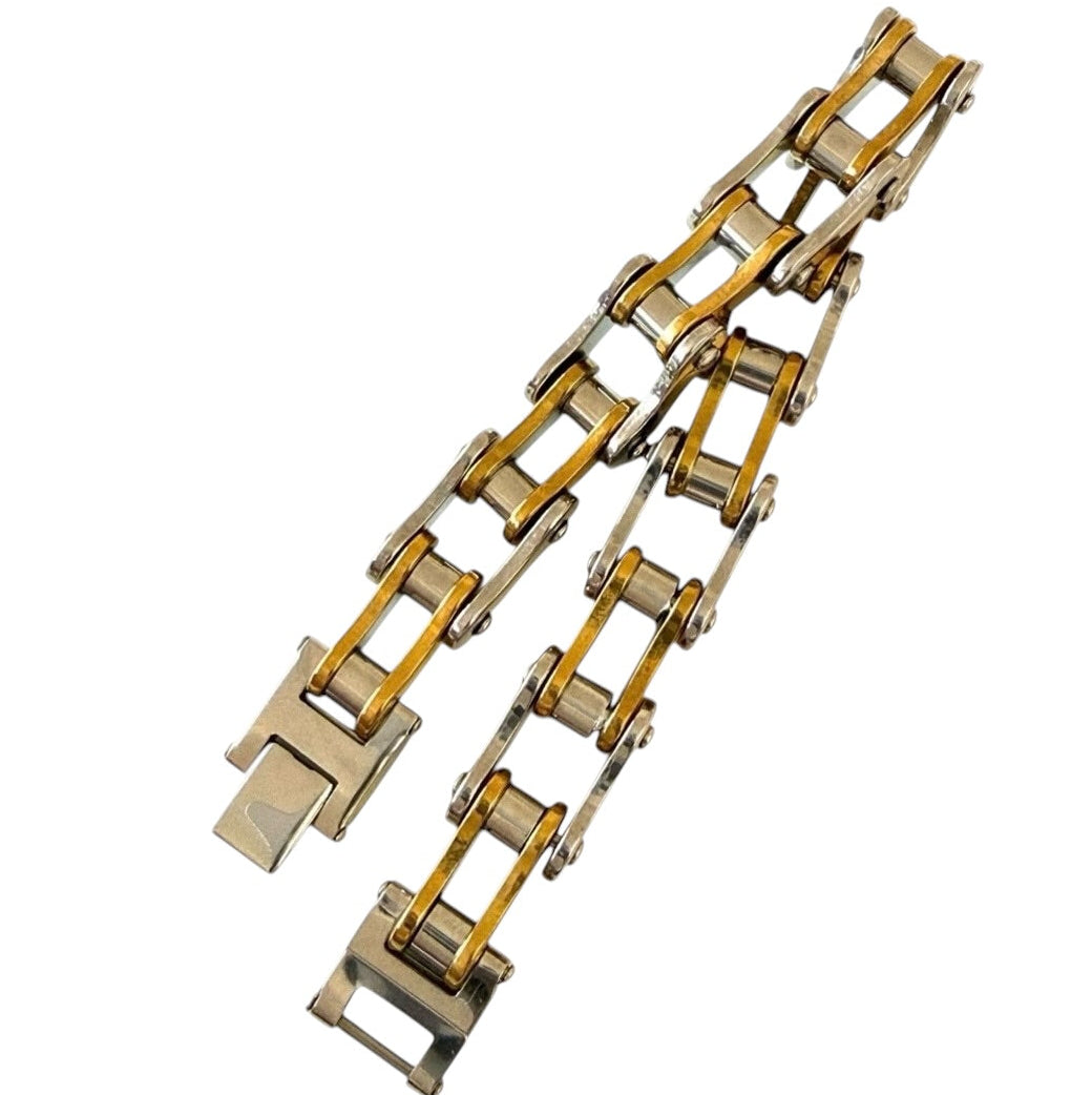 Men’s Gold Plated & Steel Heavyweight Mechanical Link Bracelet