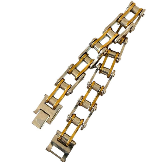 Men’s Gold Plated & Steel Heavyweight Mechanical Link Bracelet
