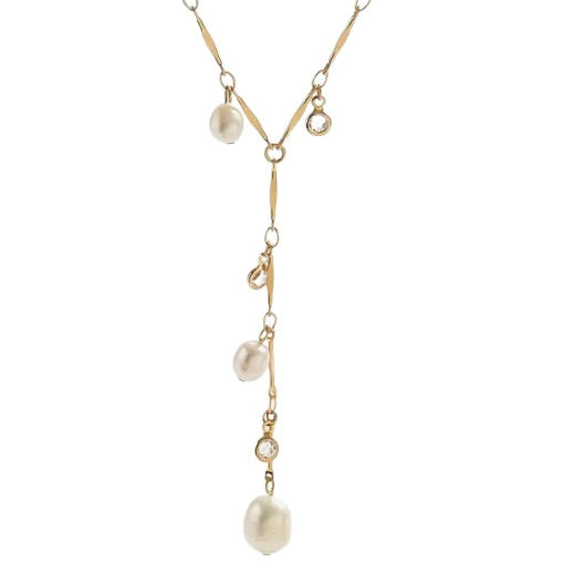 Sophia Louise 18k Gold Plated Pearl Drops Necklace 