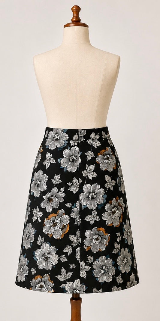 Seasalt Organic Cotton Floral A-Line Skirt | Size 24