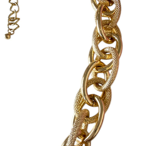 18k Gold Plated Mixed Link Chain Statement Necklace