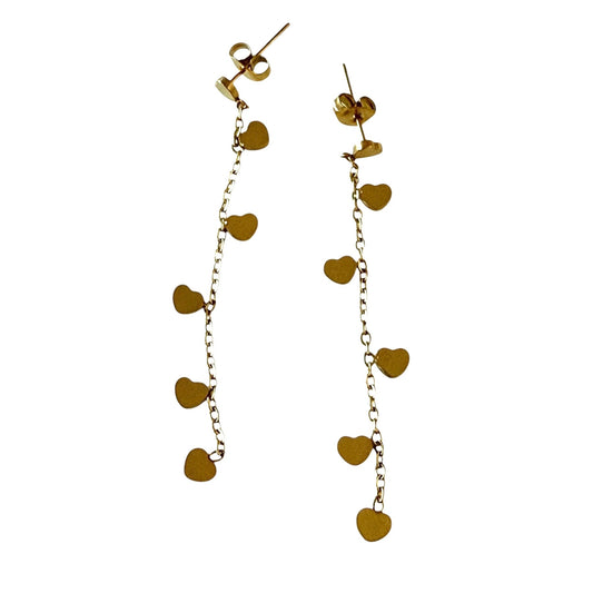 18K Gold Plated Hearts of Gold Drop Earrings