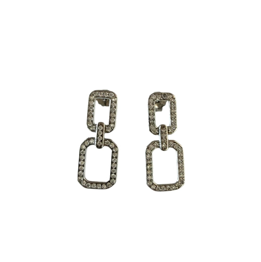 Stainless Steel Crystal Link Drop Earrings
