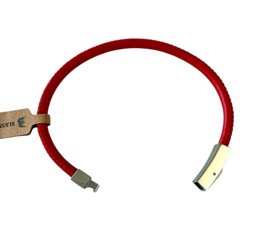 BLKSMTH Red Cowhide Leather Bracelet with Stainless Steel Clasp