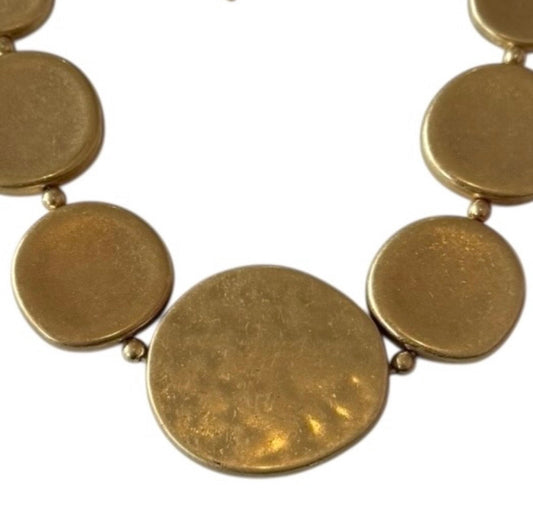 Statement Gold Tone Disc Necklace