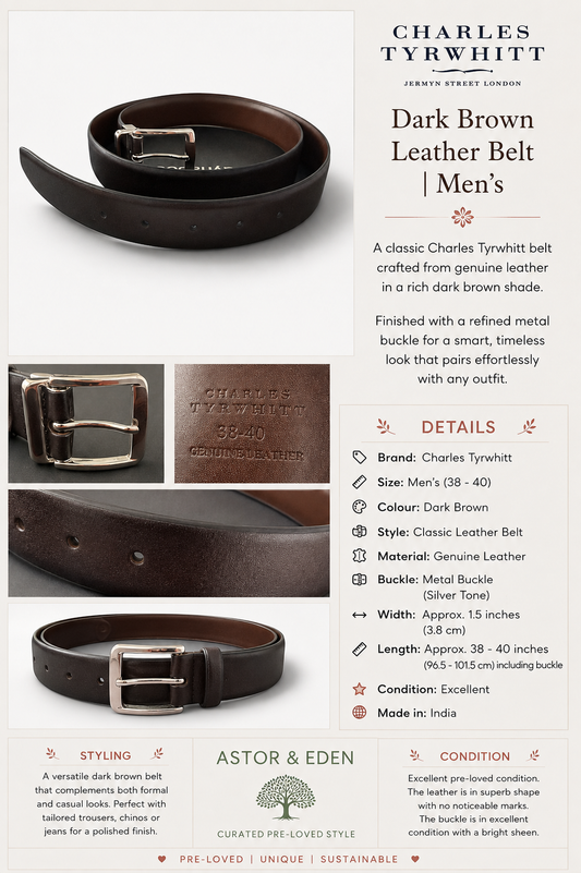 Charles Tyrwhitt Dark Brown Leather Belt | Men’s