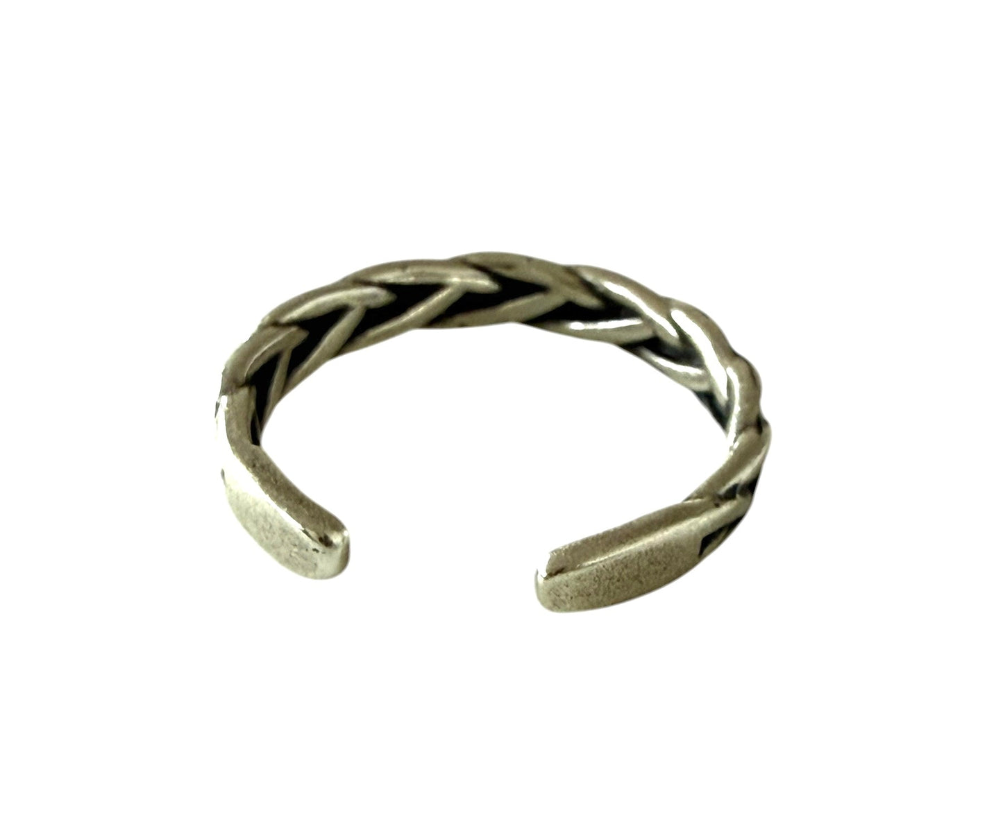 925 Sterling Silver Braided Adjustable Toe / Midi Ring