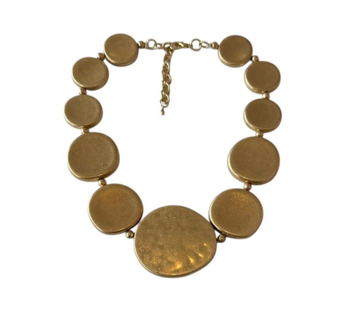 Statement Gold Tone Disc Necklace
