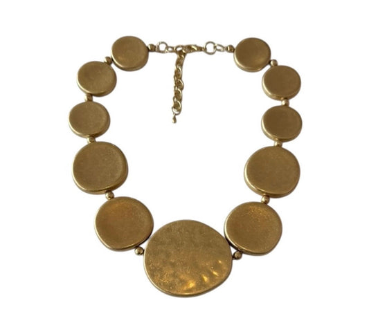 Statement Gold Tone Disc Necklace