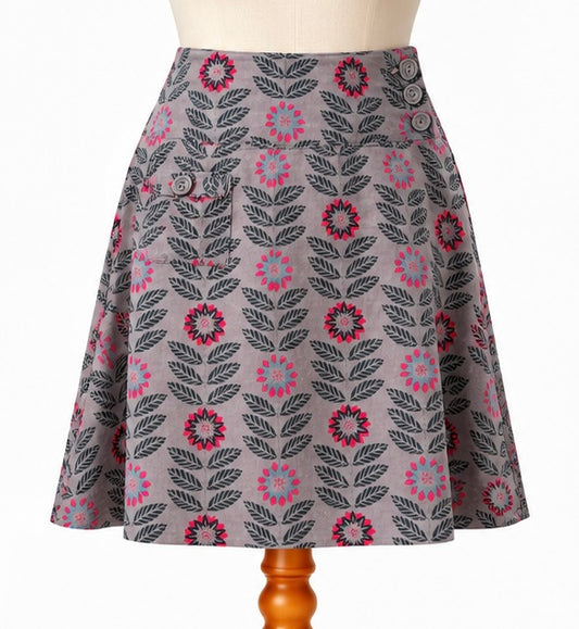 Seasalt Cornwall Floral Velvet-Feel Trail Skirt | UK 12