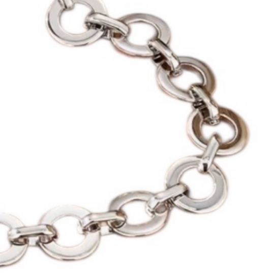 Stainless Steel Silver Circle Link Chain Necklace