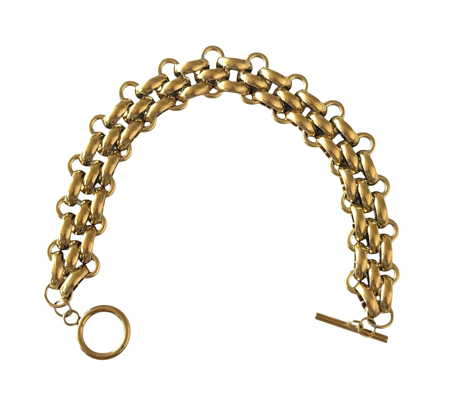 18K Gold Plated Flat Chain Toggle Bracelet