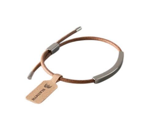 BLKSMTH Natural Cowhide Leather & Stainless Steel Adjustable Bracelet