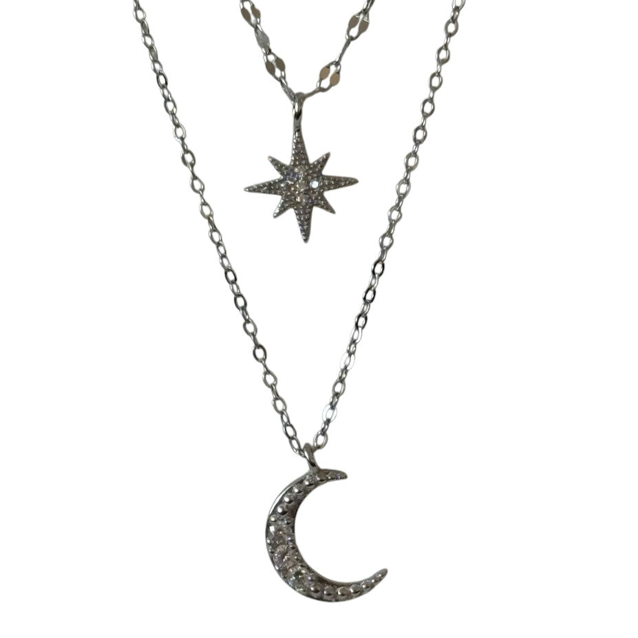 Liliana Milan Celestial Duo 925 Sterling Silver Necklace