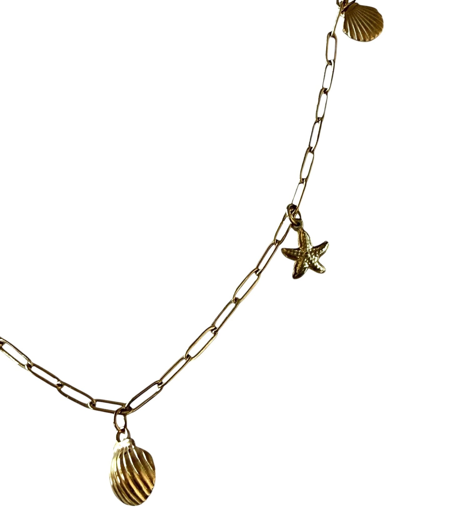 18K Gold Plated Ocean Charm Paperclip Necklace