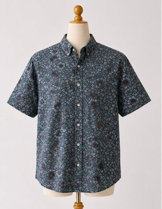 Original Penguin Classic Fit Floral Print Short Sleeve Shirt | Size XL