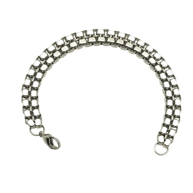 Alexander James Stainless Steel Cuban Cut Chain Bracelet