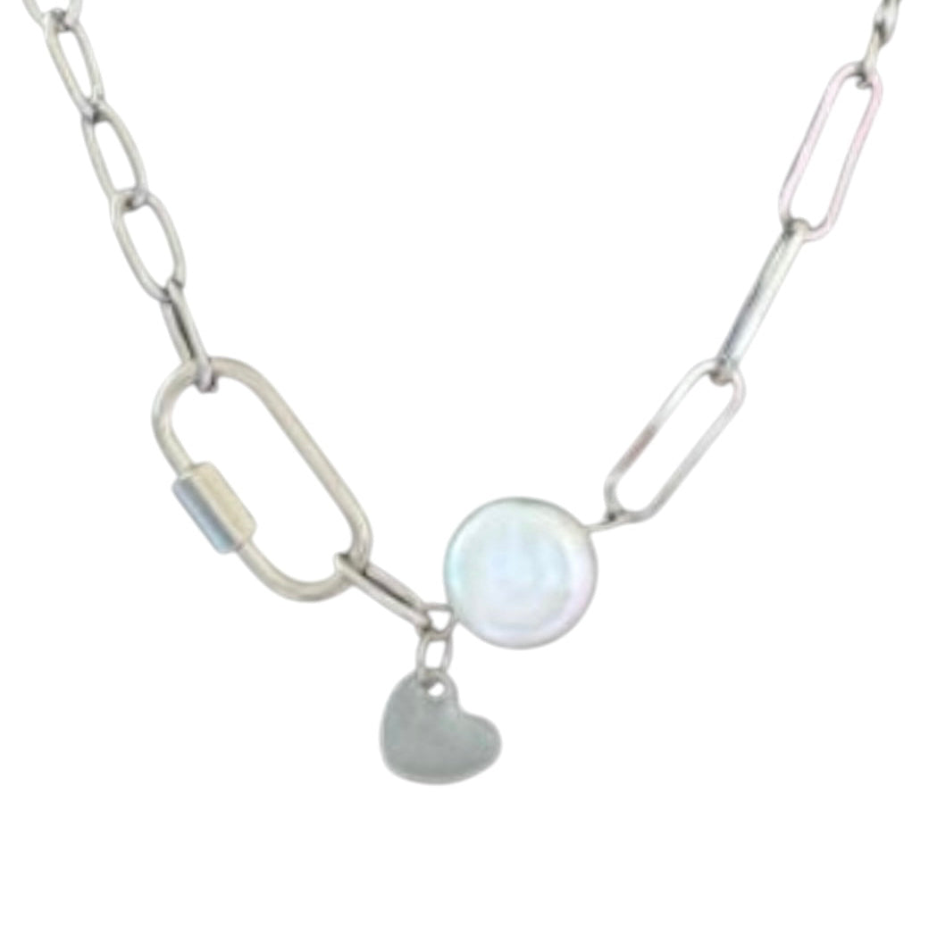 Willow Evie Baroque Freshwater Pearl Carabiner Paperclip Link Chain Necklace