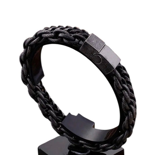 Arthur Jay Gunmetal Steel Duel Chain Clasp Bracelet