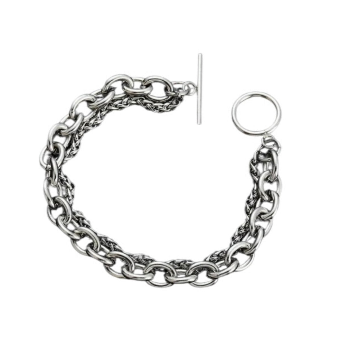 Morgan Luca Duo Stainless Steel Chain Toggle Bracelet