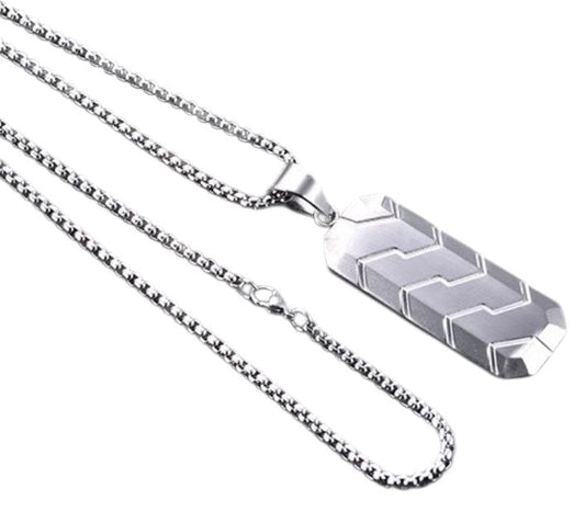 Men’s Stainless Steel Tyre Tread Pendant Necklace