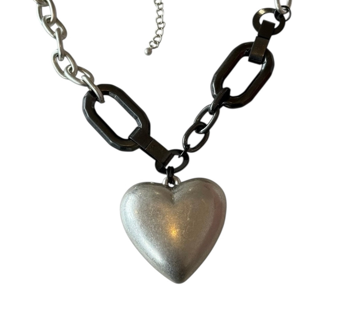 Chunk of My Heart Two-Tone Industrial Edge Chain Necklace