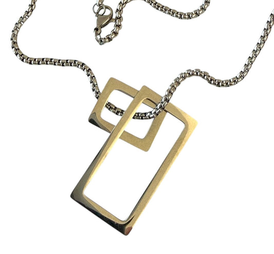 Men's Stainless Steel Geometric Pendant Necklace